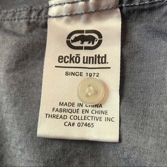 Eckō Unltd. Short Sleeve button down, Grey Blue, Size M - Picture 5 of 6